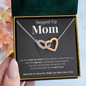 To My Step Mom "Gift of You" Interlocking Hearts Necklace