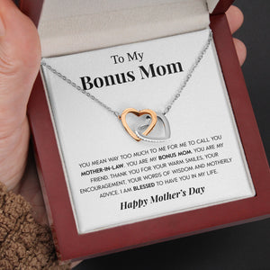 Interlocking Hearts Necklace- To My Bonus Mom My Friend Gift of You Gift For Mom For Birthday