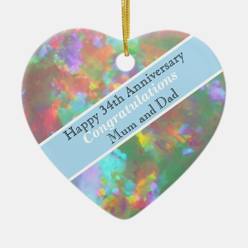 34Th Wedding Anniversary Opal  Ceramic Ornament