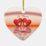35Th Anniversary Coral Hearts Ceramic Ornament