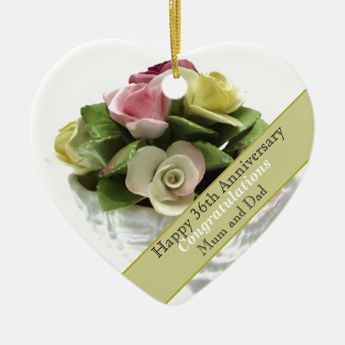 36Th Wedding Anniversary Bone China Editable   Cer Ceramic Ornament