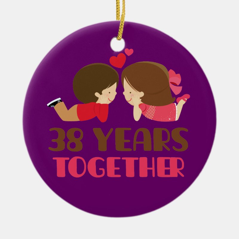 38Th Wedding Anniversary Gift For Her Ceramic Ornament