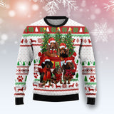 Dachshund Dog Red Truck Ugly Christmas Sweater 