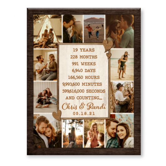 19th Anniversary Photo Collage Canvas, Custom 19 Year Anniversary Gift