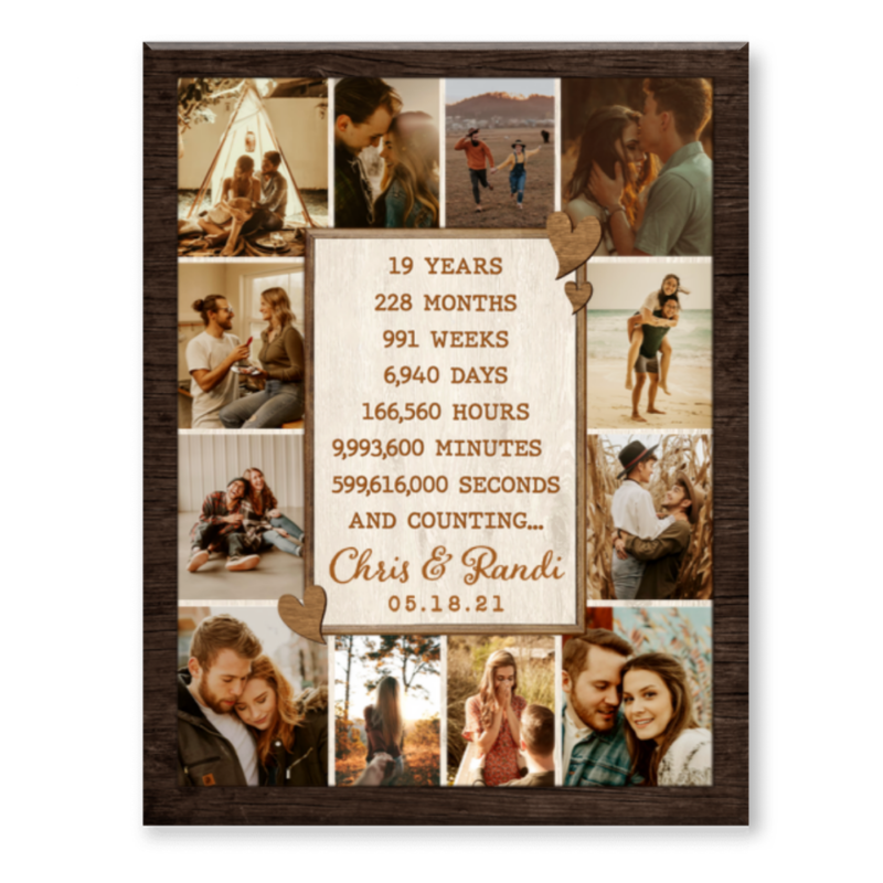 19th Anniversary Photo Collage Canvas, Custom 19 Year Anniversary Gift