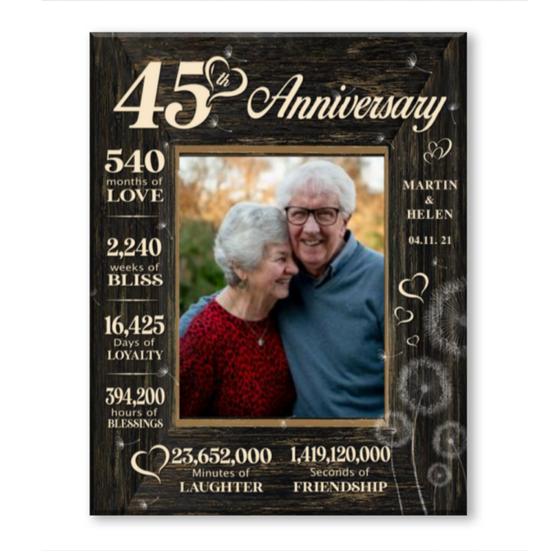 45 Year Wedding Anniversary Gift, 45th Anniversary Gift For Wife, 45 Year Anniversary Gift For Husband