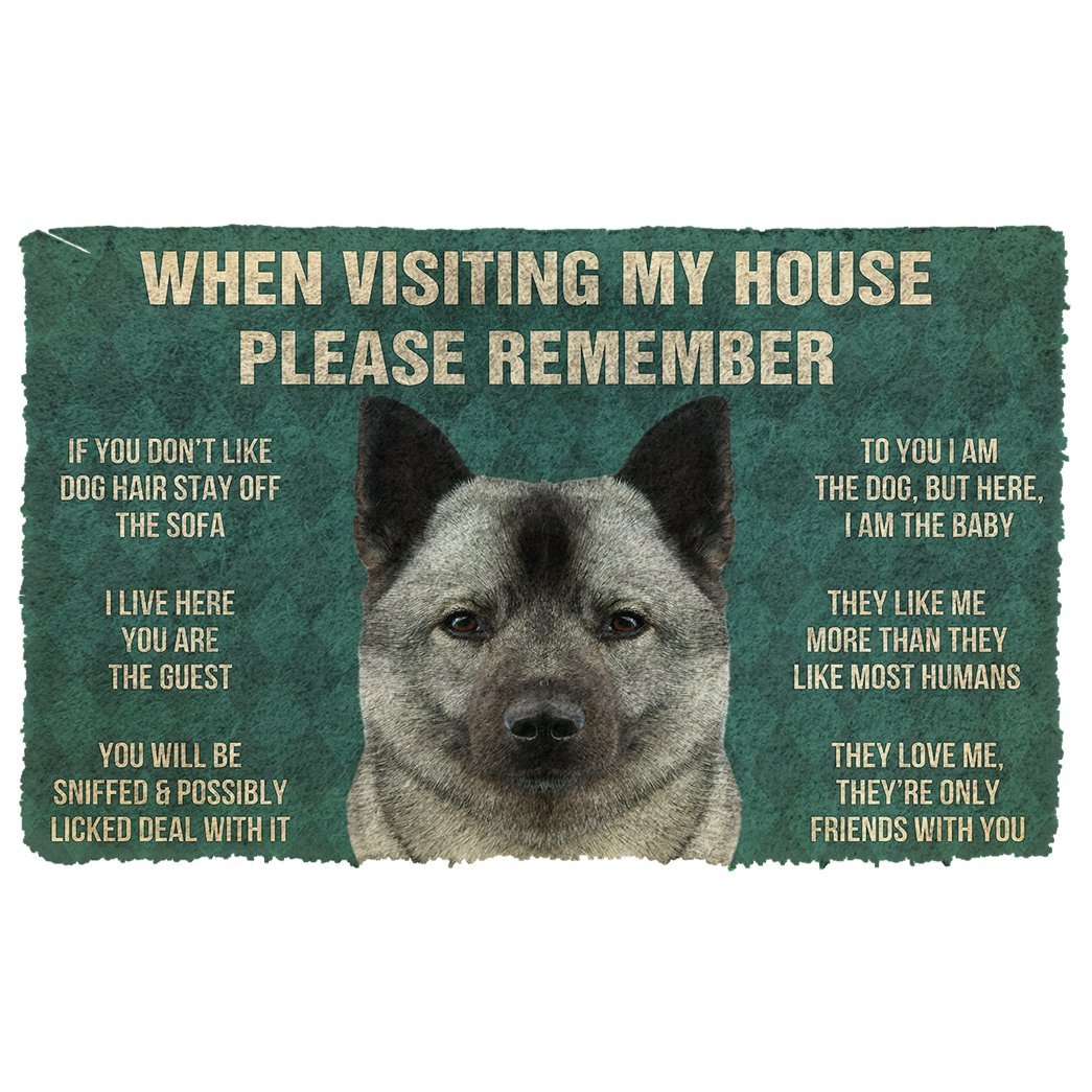 3D Please Remember Norwegian Elkhound Dogs House Rules Doormat