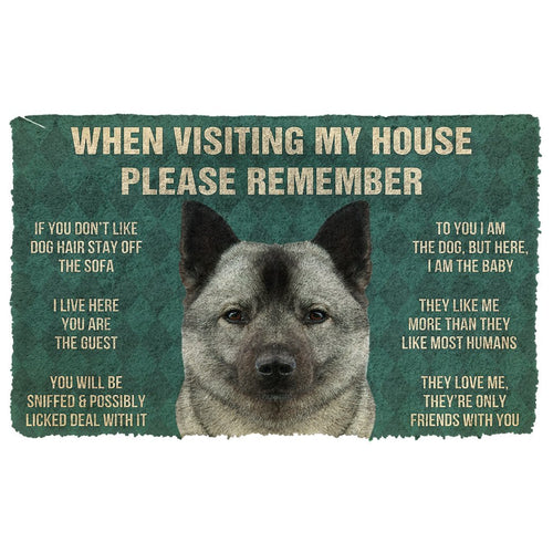 3D Please Remember Norwegian Elkhound Dogs House Rules Doormat