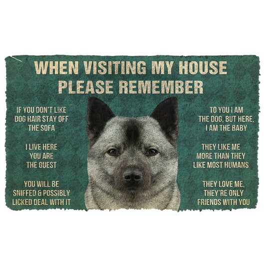 3D Please Remember Norwegian Elkhound Dogs House Rules Doormat