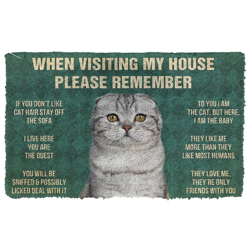3D Please Remember Scottish Fold Cats House Rules Doormat