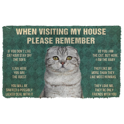 3D Please Remember Scottish Fold Cats House Rules Doormat