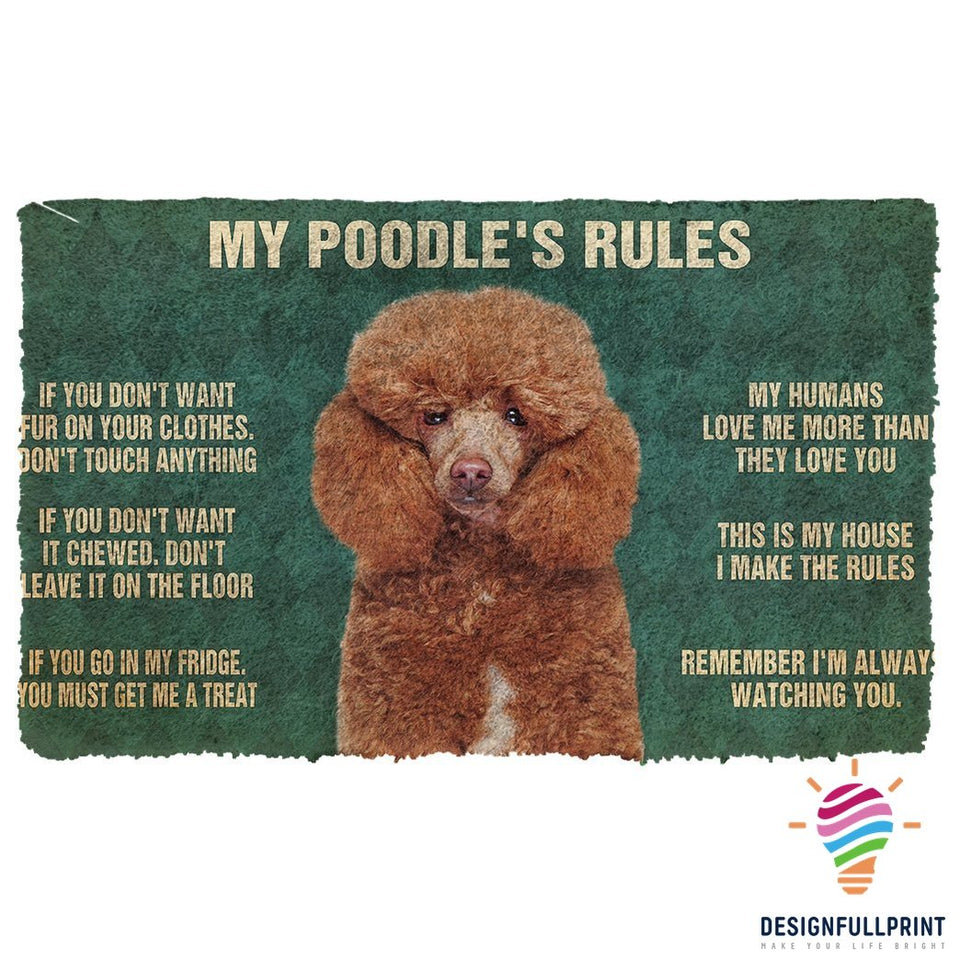 My Poodle Rules Welcome Non-Slip Rubber Backing Doormat NHD