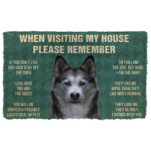 3D Please Remember Siberian Husky Dogs House Rules Doormat