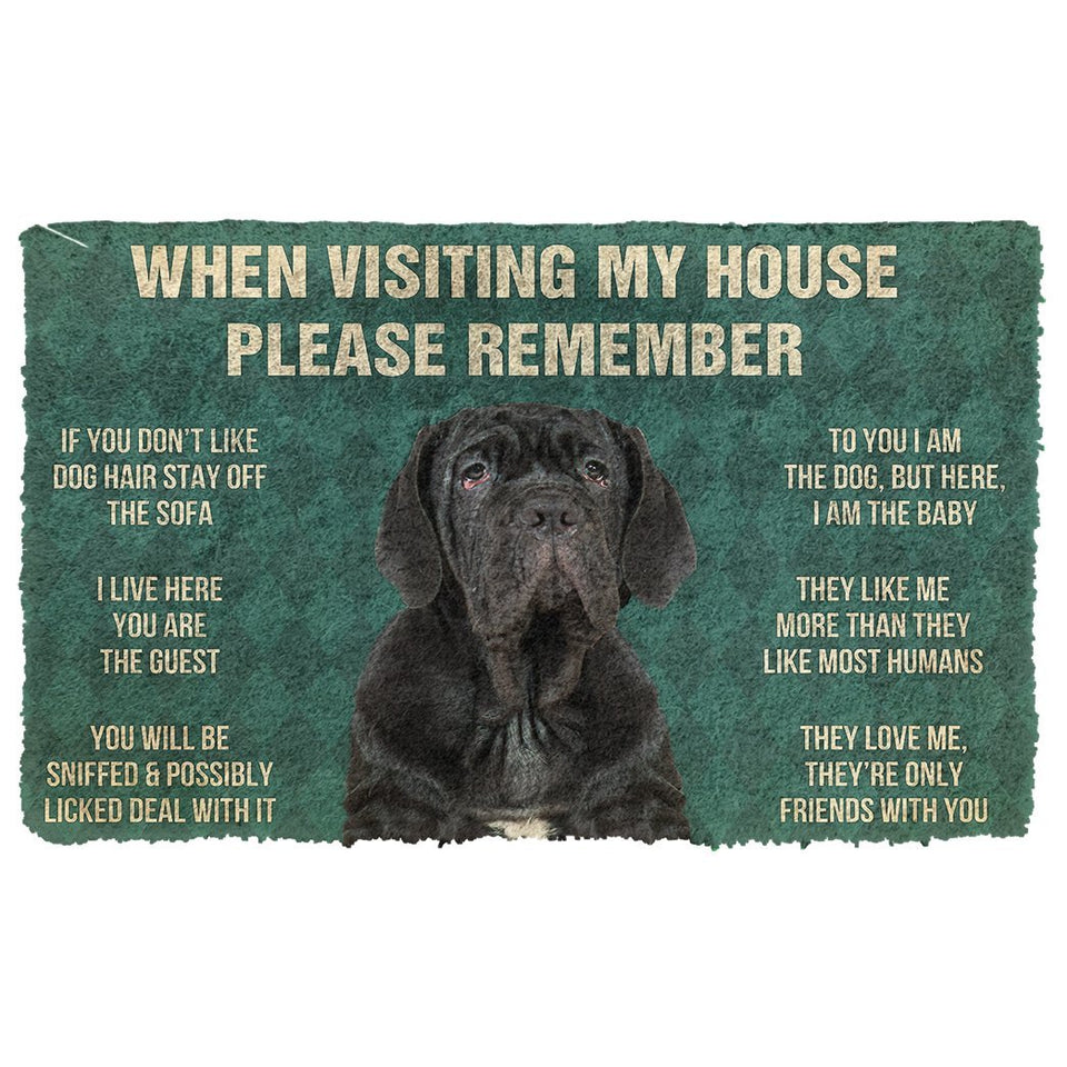3D Please Remember Neapolitan Mastiff House Rules Custom Doormat