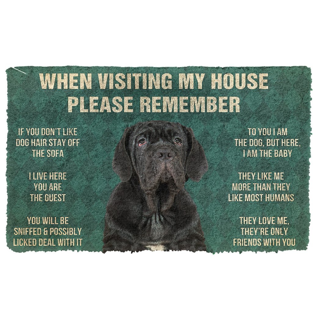 3D Please Remember Neapolitan Mastiff House Rules Custom Doormat