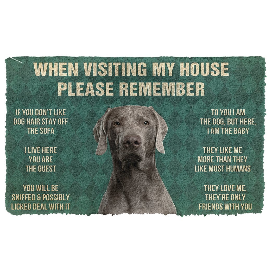 3D Please Remember Weimaraner House Rules Custom Doormat
