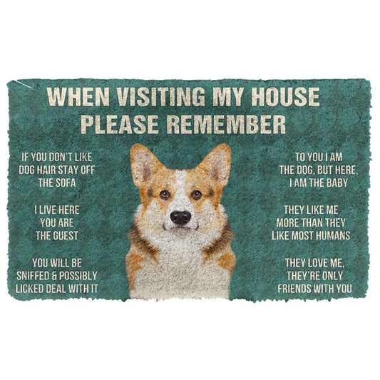 3D Please Remember Cardigan Welsh Corgi Dogs House Rules Custom Doormat