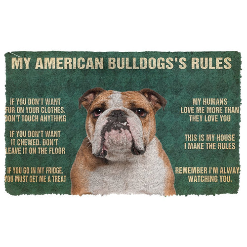 3D My American Bulldog's Rules Doormat