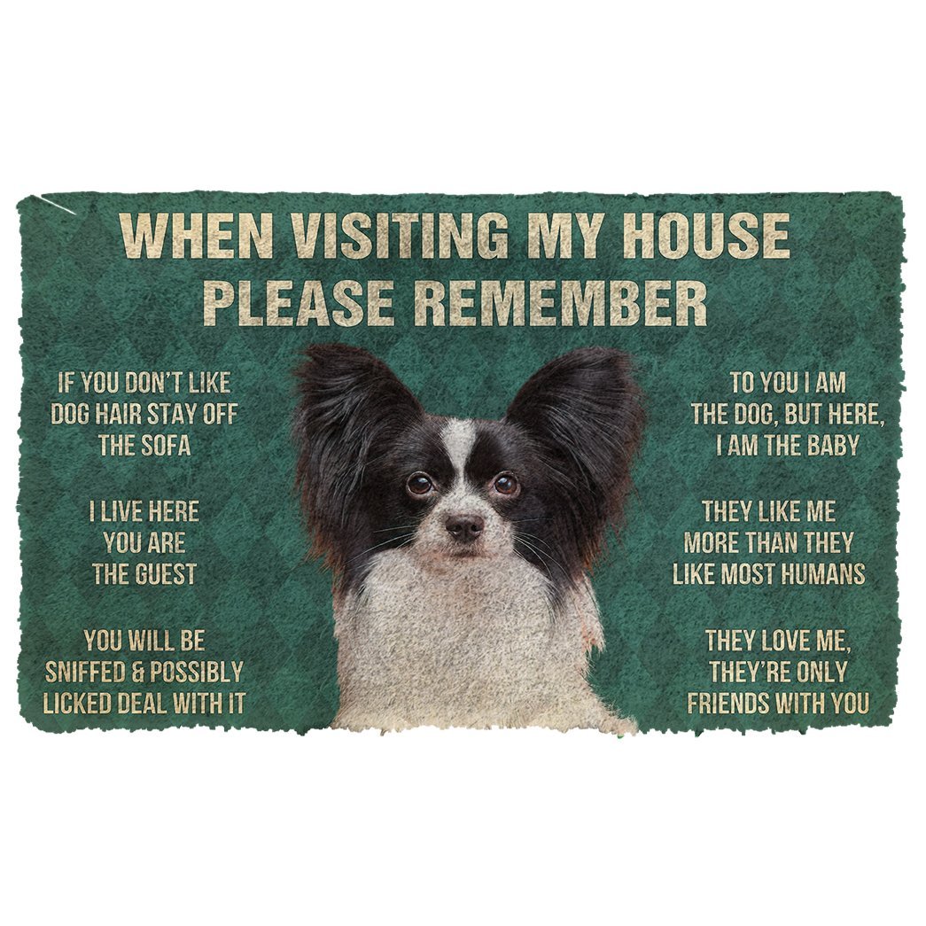3D Please Remember Papillon Dogs House Rules Doormat