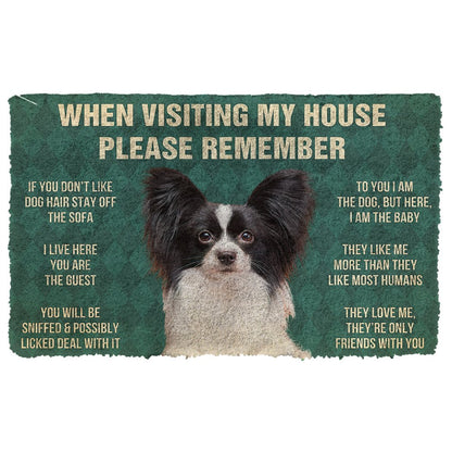 3D Please Remember Papillon Dogs House Rules Doormat