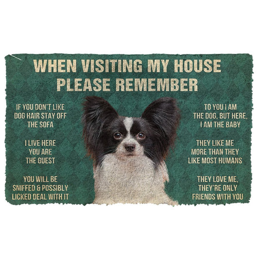 3D Please Remember Papillon Dogs House Rules Doormat