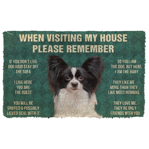 3D Please Remember Papillon Dogs House Rules Doormat
