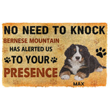3D No Need To Knock Bernese Mountain Dog Custom Name Doormat