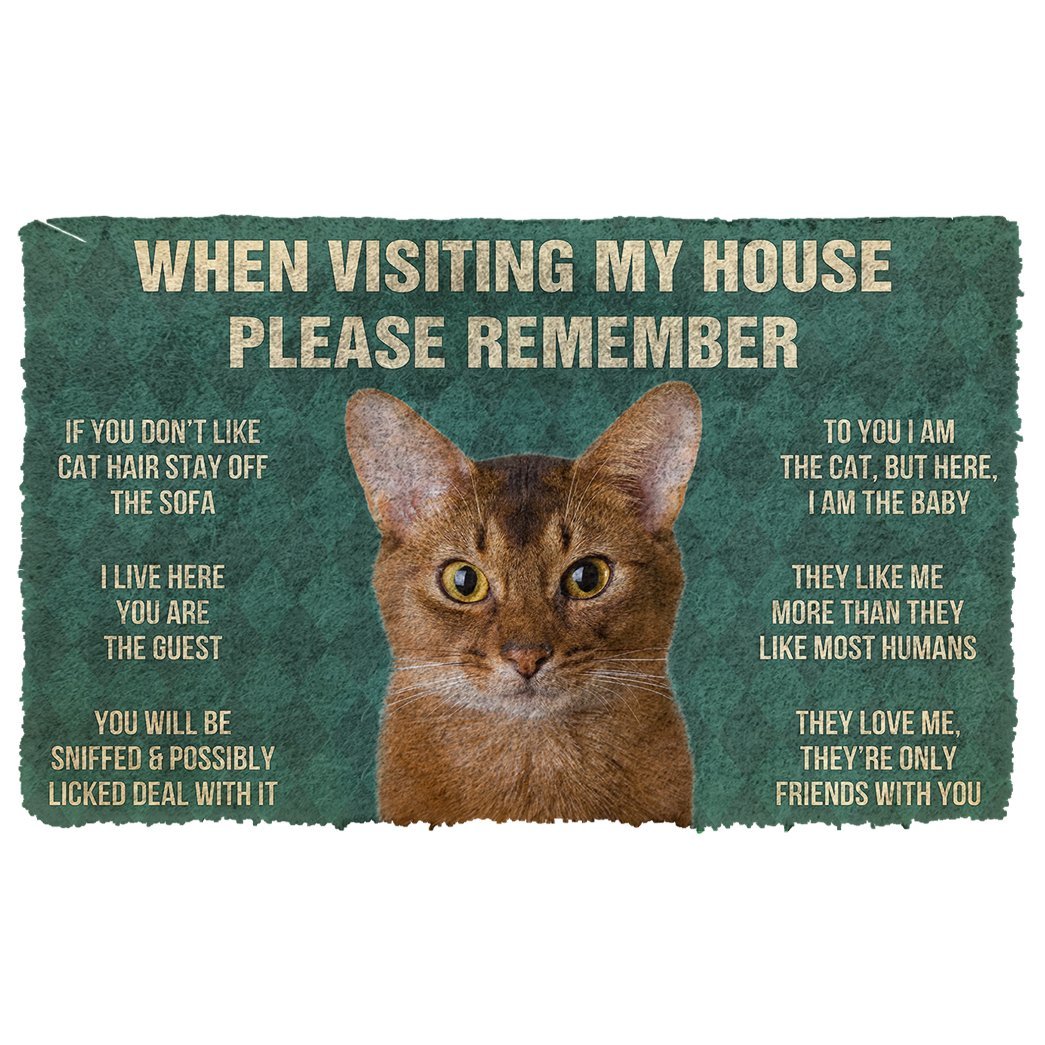 3D Please Remember Abyssinian Cats House Rules Doormat