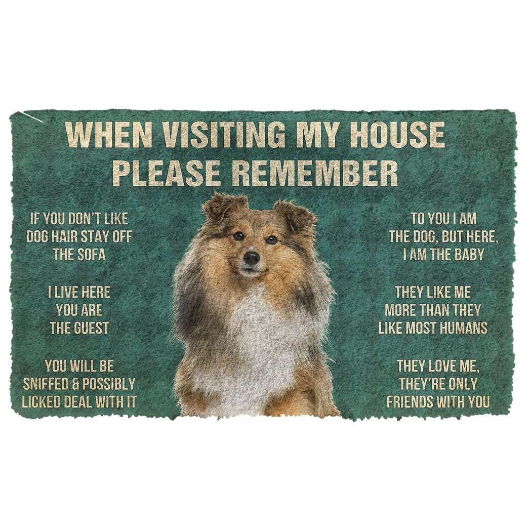 3D Please Remember Shetland Sheepdog House Rules Custom Doormat