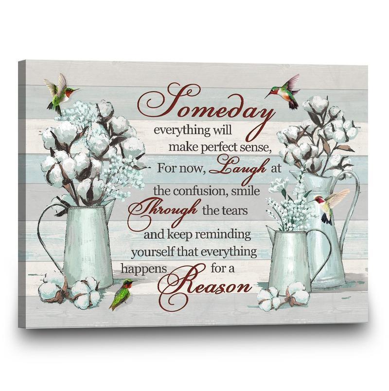 Hummingbird Kitchen Decor Everything Happens For A Reason Canvas And Poster, Wall Decor Visual Art