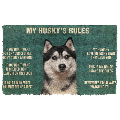 3D Husky'S Rules Doormat