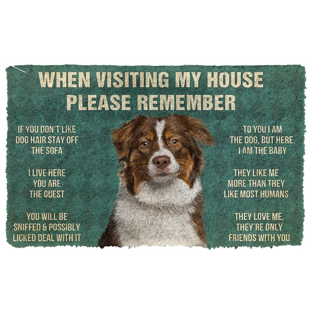3D Please Remember Australian Shepherd Dogs House Rules Custom Doormat