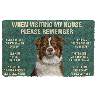 3D Please Remember Australian Shepherd Dogs House Rules Custom Doormat