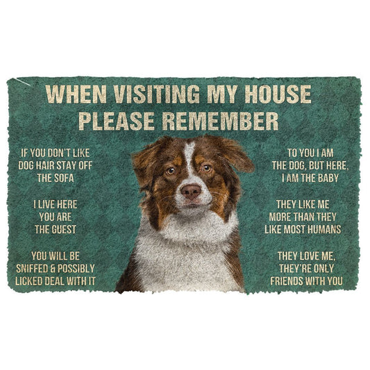 3D Please Remember Australian Shepherd Dogs House Rules Custom Doormat