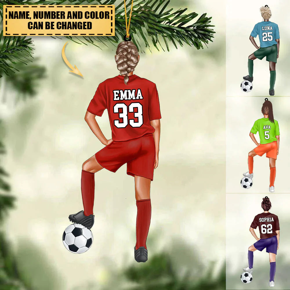 Personalized soccer player Christmas Ornament-Great Gift Idea For Soccer Players&Soccer Lovers, Custom Shape Ornament Decor HB