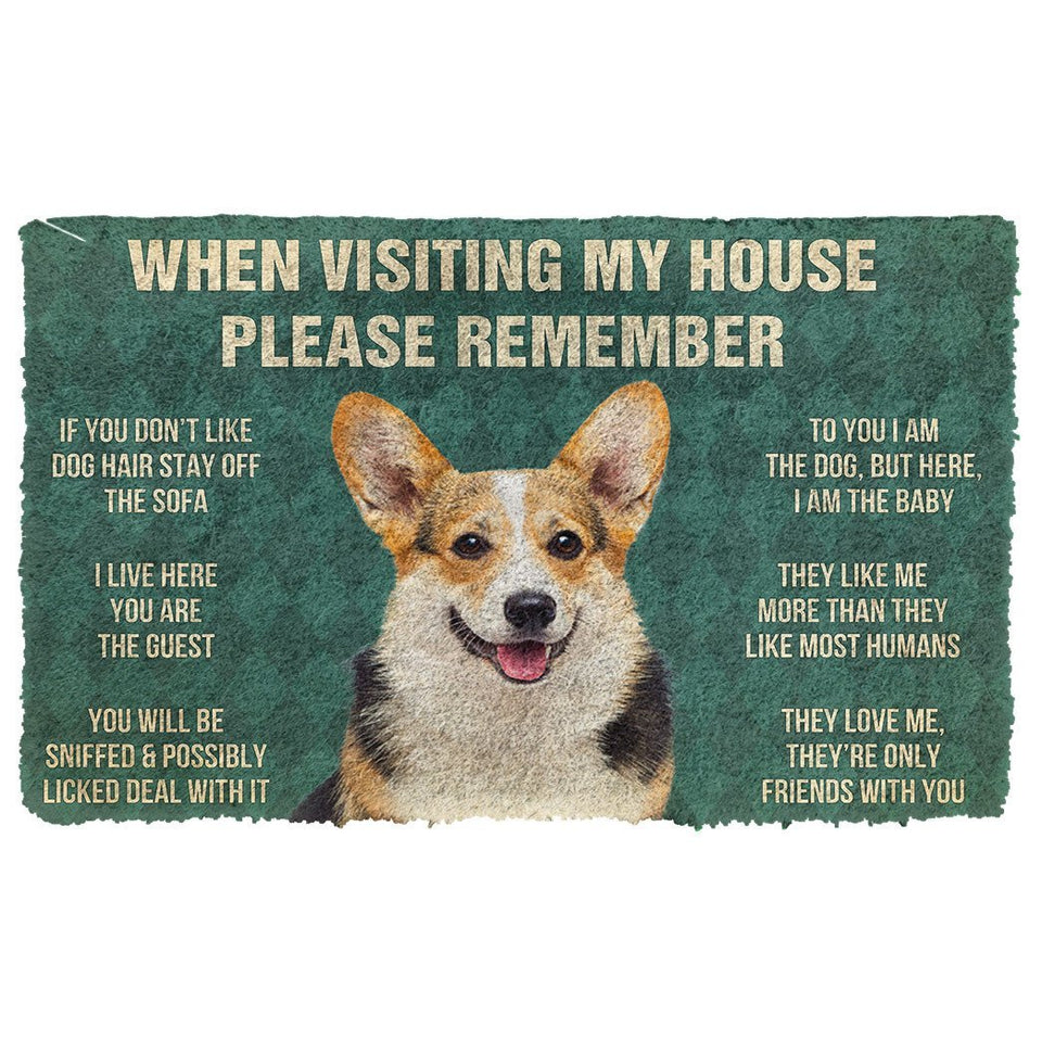 3D Please Remember Corgi Dog's House Rules Doormat