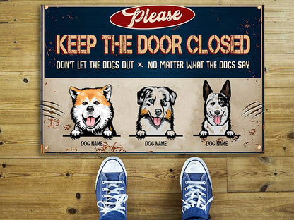 Gifts For Dog Lovers Please Keep The Dog Closed Rubber Doormat