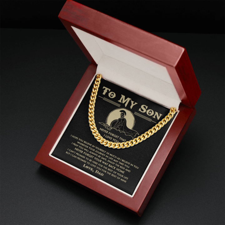To My Son - Enjoy The Ride And Never Forget Your Way Back Home - Cuban Link Chain Necklace