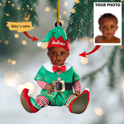 Godmerch- Ornament - Cute Baby Elf Ornament Custom Name Christmas Ornament