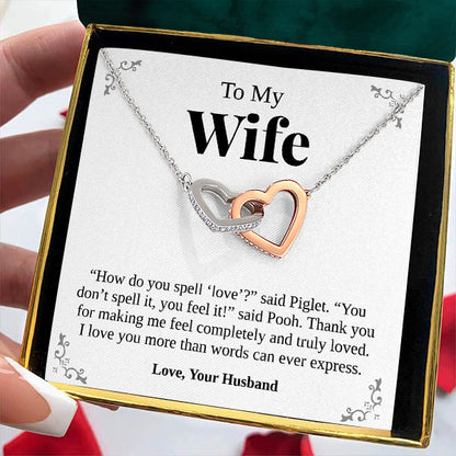 Interlocking Hearts Necklace- I Choose You, Feel The Love, Touch Of Your Love, Gift For Wife, For Birthday, Christmas, Mother's Day