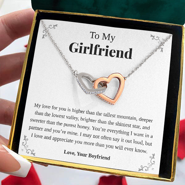 Pamaheart- Interlocking Hearts Necklace- To My Girlfriend, Hold My Heart, Gift For Girlfriend, For Birthday, Christmas, Mother's Day