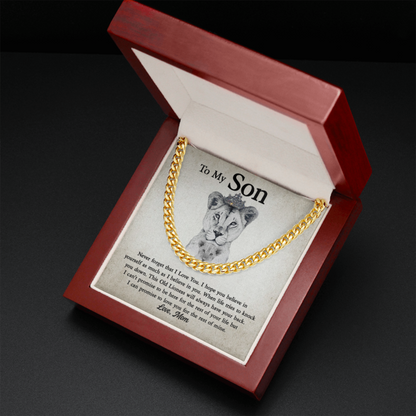 To My Son - This Old Lioness Will Always Have Your Back - Cuban Link Chain Necklace