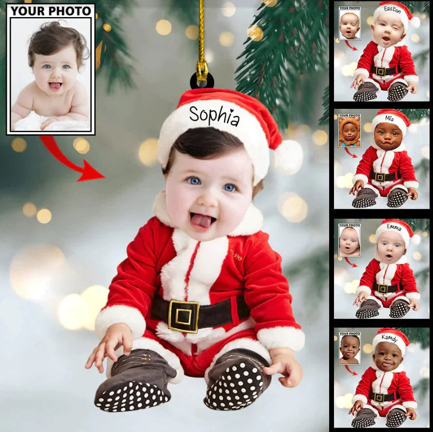 Custom Face Baby Cute Photo With Name for Car Christmas 2022