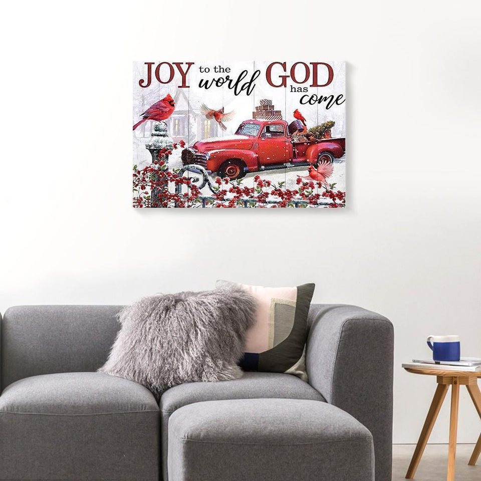 Joy To The World God Has Come Cardinal Christmas Canvas Wall Art