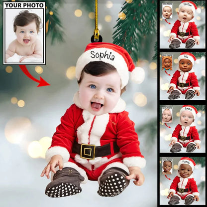 Custom Baby Cute Photo With Name for Christmas Ornament