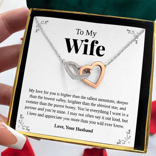 Interlocking Hearts Necklace- I Choose You, Feel The Love, Touch Of Your Love, Gift For Wife, For Birthday, Christmas, Mother's Day
