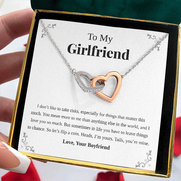 Interlocking Hearts Necklace- To My Girlfriend, Hold My Heart, Gift For Girlfriend, For Birthday, Christmas, Mother's Day