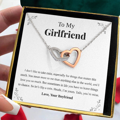 Interlocking Hearts Necklace- To My Girlfriend, Hold My Heart, Gift For Girlfriend, For Birthday, Christmas, Mother's Day