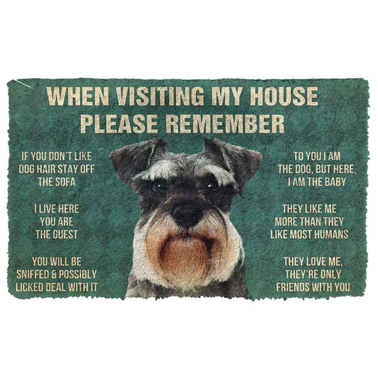 3D Please Remember Miniature Schnauzer Dogs House Rules Doormat