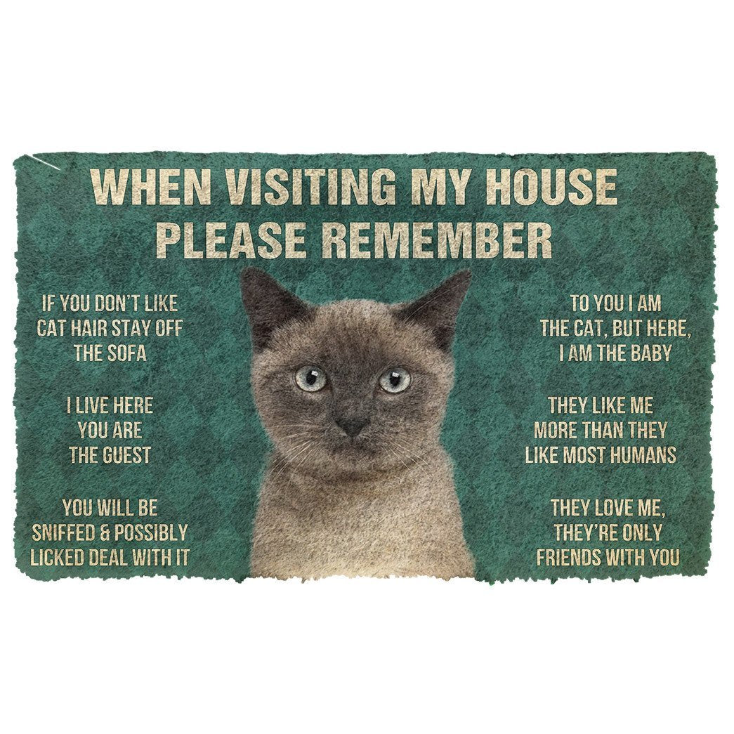 3D Please Remember Siamese Cat House Rules Doormat